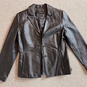 Colebrook Classics Womens 100% Leather Black Blazer Jacket